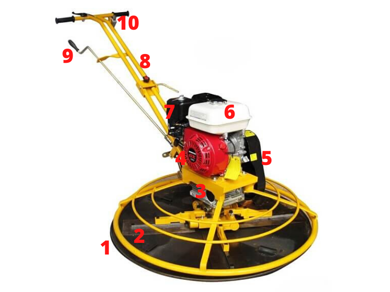 Cấu tạo của máy xoa nền bê tông